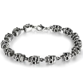 Pulseira Caveira Blodier Bracelete Punk Rock Gótico Aço Inox