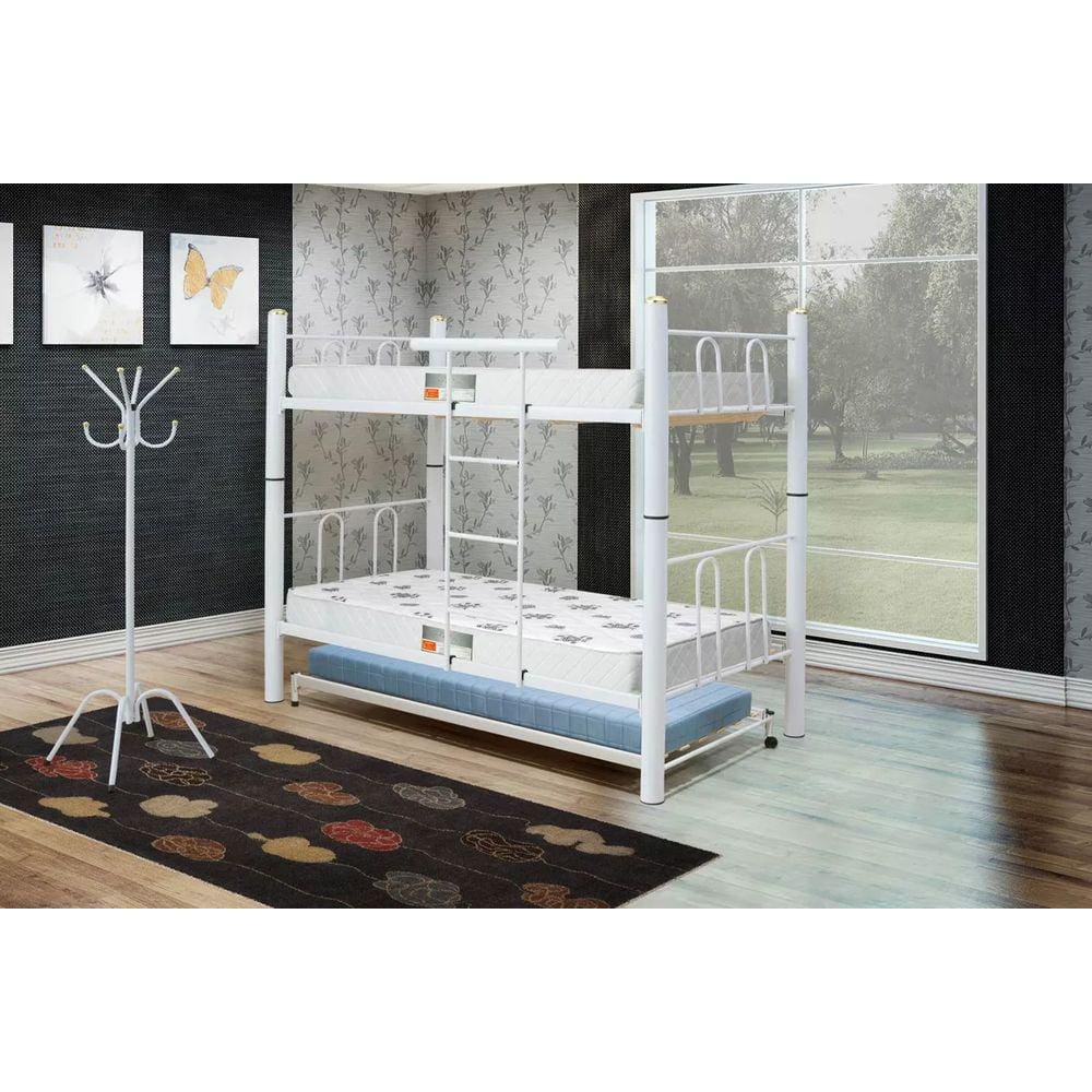 Beliche com Cama Auxiliar de Ferro Branca Marcheli