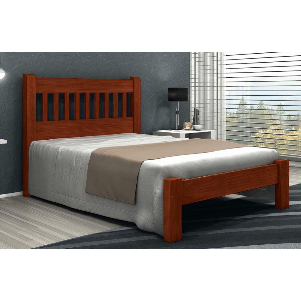 Cama de Casal Pérola de Madeira Maciça Angelim Pedra/Tauari