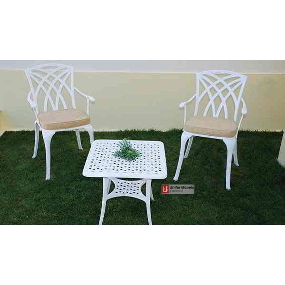 Conjunto Para Jardim Geneva Com Mesa de Centro Alumínio Fundido Unifer Móveis