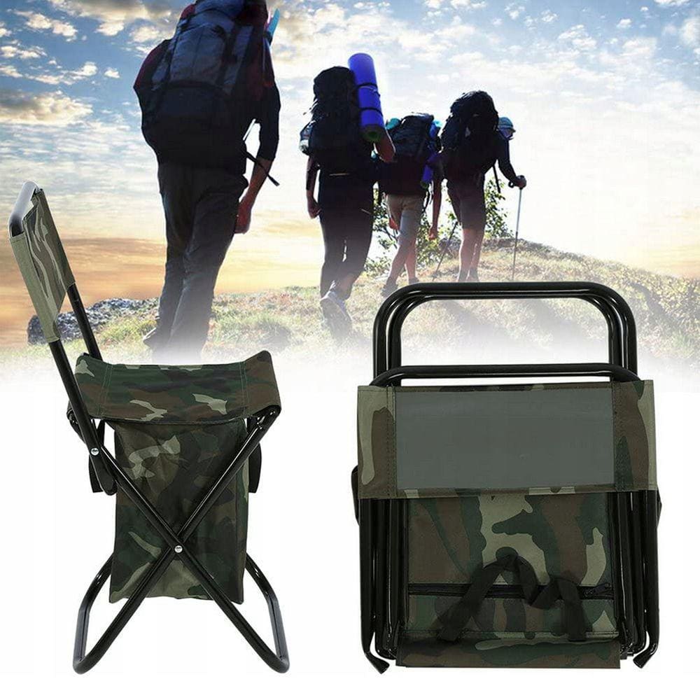 Cadeira Bolsa 2 Em 1 Portatil Camuflada Pesca Acampamento Fila Camping Piquenique Praia Ar Livre