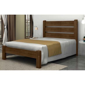 Cama de Casal Maiorca de Madeira Maciça Angelim Pedra/Tauari