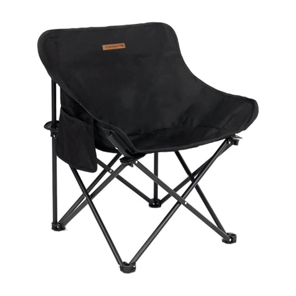 Cadeira Dobrável de Camping Pesca [Preta com Bolso]