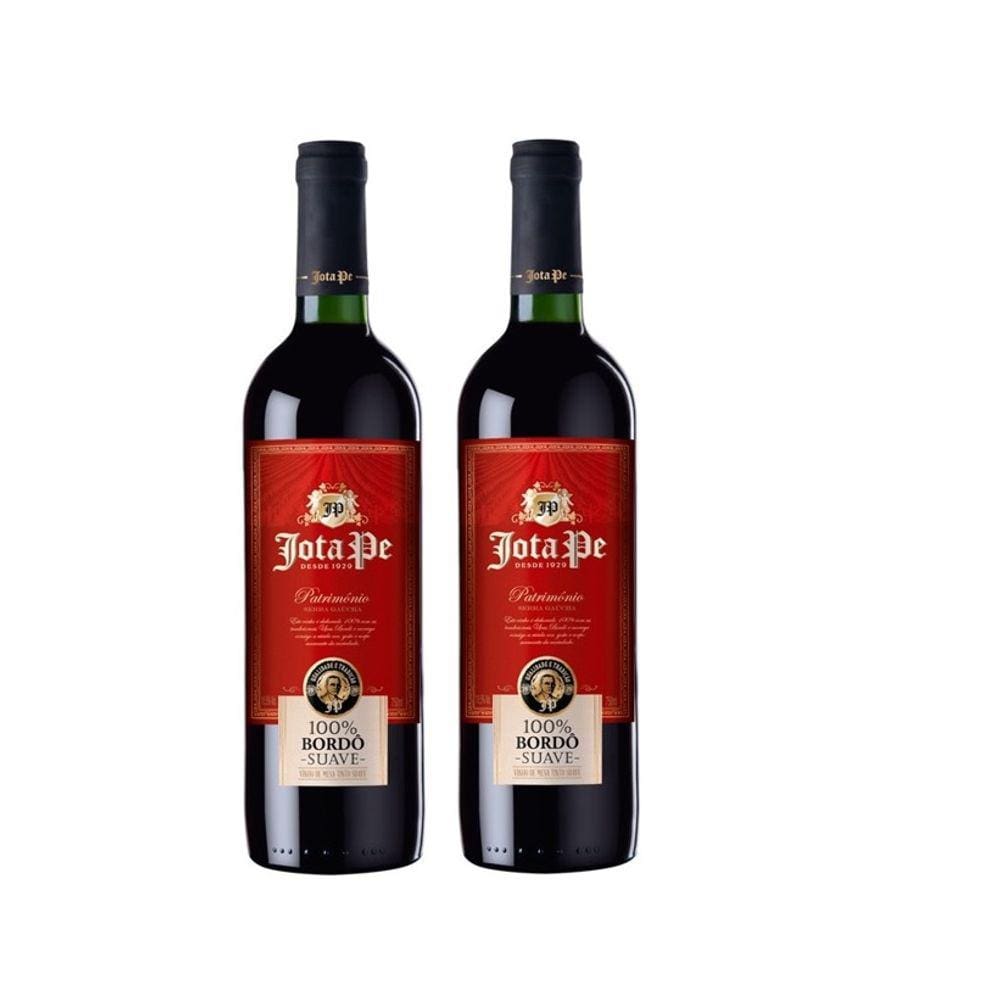 Kit Vinho Jota Pe Tinto 100% Bordô Suave 750ml 2 unidades