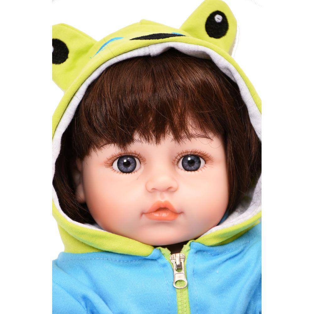 Bebe Reborn Menino 100% Silicone 55 Cm Olhos Azuis