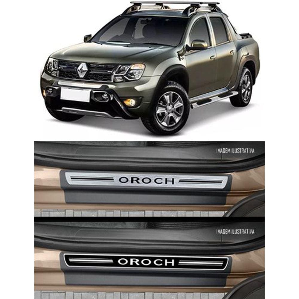 Jogo Soleira Premium Elegance Renault Oroch 2015 2016 2017 2018 - 4 Portas ( Vinil + Resinada 8 Peças )