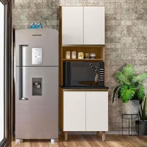 Torre Quente Para Cozinha 100% MDF 70cm x 220cm Carvalho Rústico Off White Cetim Kali Nicioli