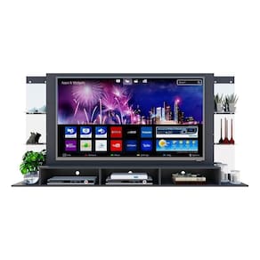 Painel Tv 65" Com Espelho Nairóbi Plus Multimóveis V3149 Preto Preto