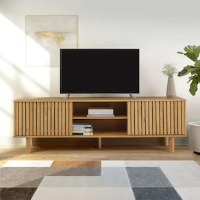 Rack para TV até 65 Polegadas Madeira Maciça Magna Porta Ripada 1,9m Mel