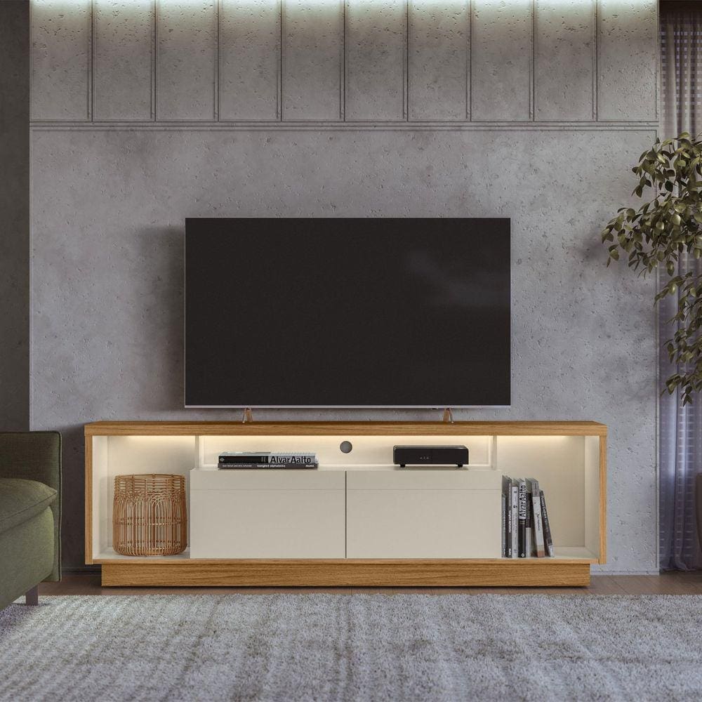 Conjunto Rack Cronos 1.8 com Kit Fita LED 1 Fita 1600mm Marrom/ Off White