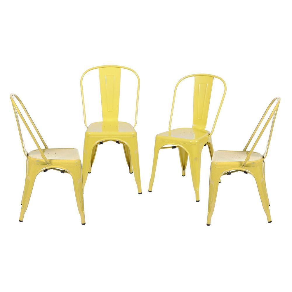 Kit 4 Cadeiras Retrô Amarelo