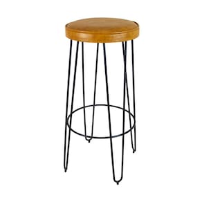 Banqueta Alta com Assento Almofadado Royall Caramelo/Preto