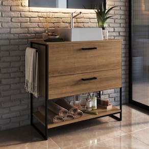Gabinete para Banheiro 80cm P1028 Sem Cuba Preto Mel
