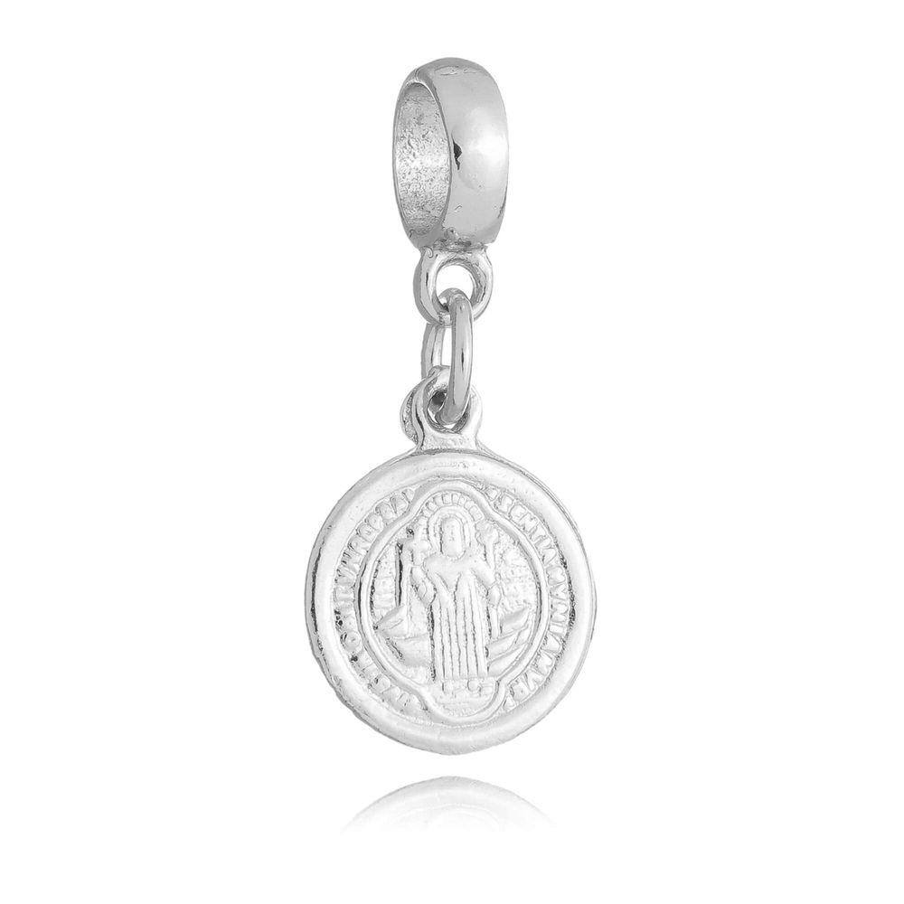 Pingente Berloque Medalha de São Bento Pandora Banhado a Prata 925 - Premium