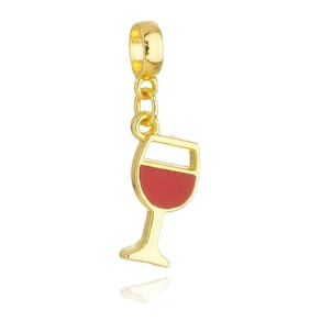 Pingente Berloque Taça de Vinho Pandora Banhado a Ouro 18k - Premium