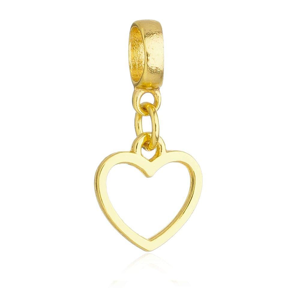 Pingente Berloque Coração Vazado Pandora Banhado a Ouro 18k - Premium