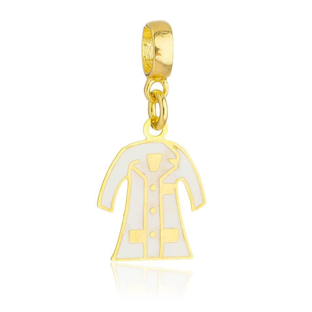 Pingente Berloque Jaleco de Enfermagem Pandora Banhado a Ouro 18k - Premium
