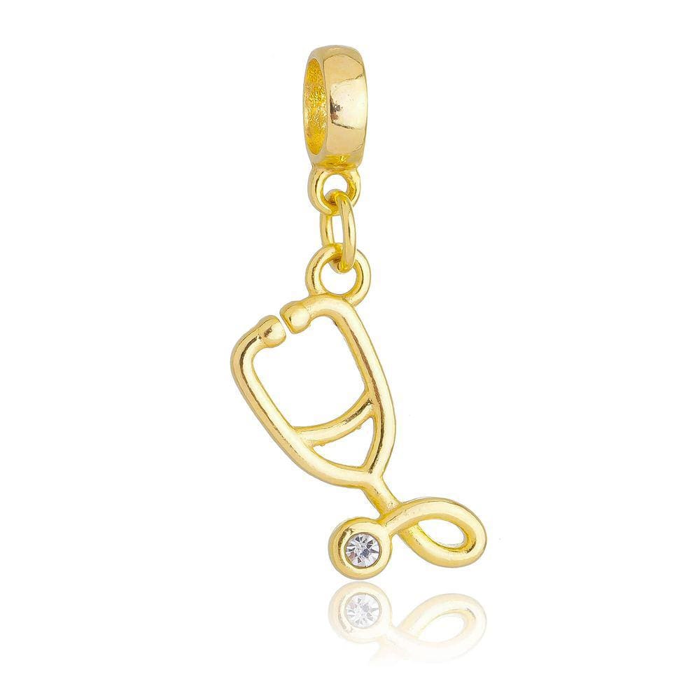 Pingente Berloque Estetoscópio Pandora Banhado a Ouro 18k - Premium