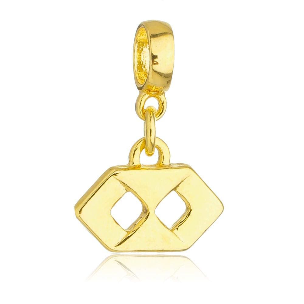 Pingente Berloque Símbolo da Administração Pandora Banhado a Ouro 18k com Strass- Premium
