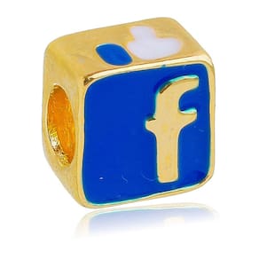 Berloque Facebook Separador Pandora Banhado a Ouro 18k - Premium