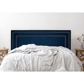 Cabeceira King Estofada para Cama Box com Tachas 193x60cm Reta Luxo Dupla Azul/Prata