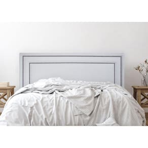 Cabeceira Queen Estofada para Cama Box com Tachas 160x60cm Reta Luxo Dupla Branco/Fumê