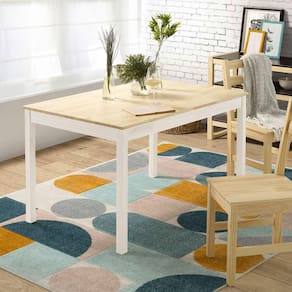 Mesa de Jantar 4 Lugares Madeira Maciça Mandacaru CabeCasa MadeiraMadeira Bege/Branco