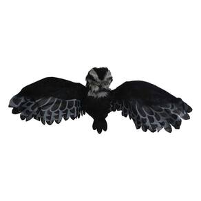 Coruja Negra Decorativa com Som e Movimento
