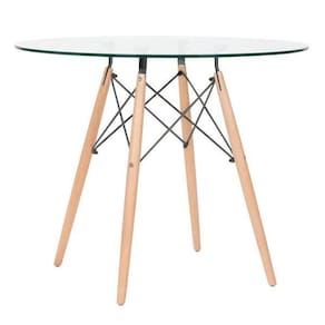 Mesa Eames Tampo de Vidro 90cm Transparente