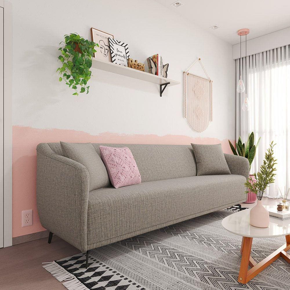 Sofá 3 Lugares 200cm Adams Cinza/Marrom