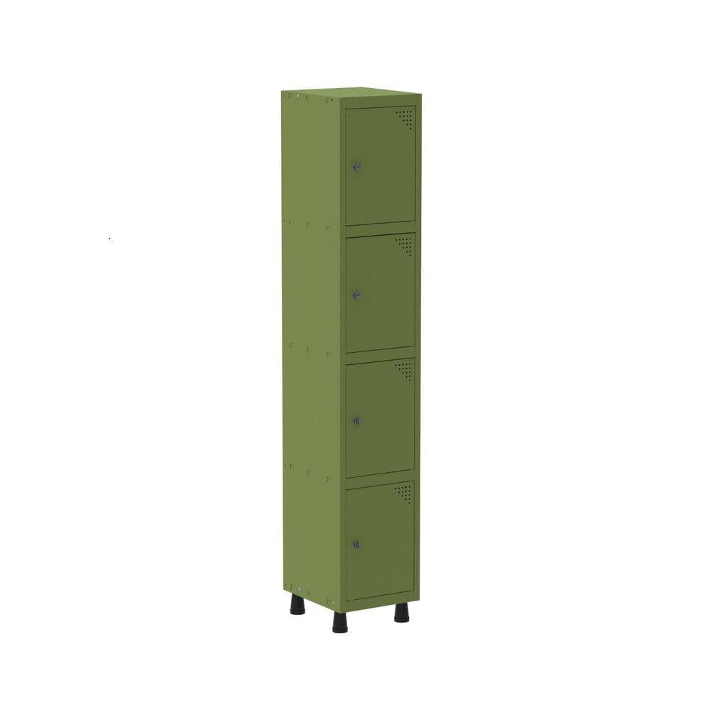 Armário Roupeiro 4 Portas Aço GRP 501/4 Cinza/Verde Miró