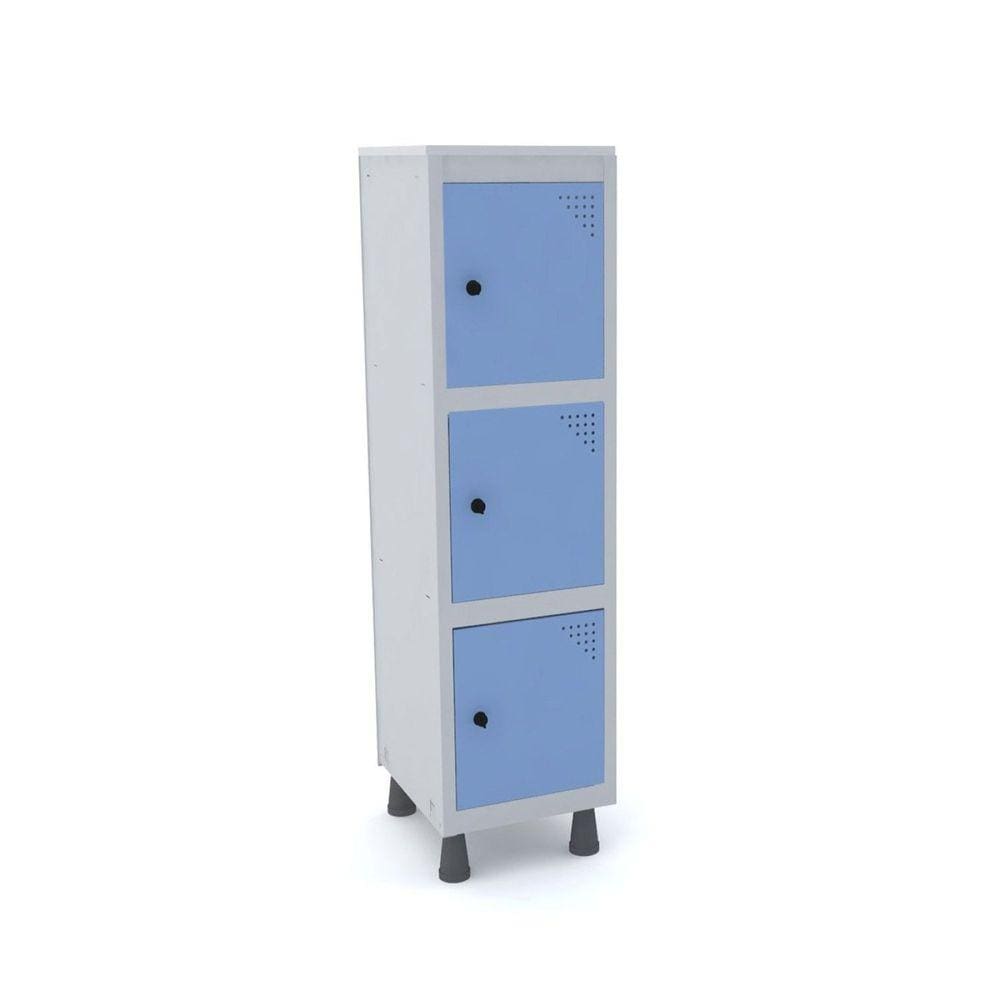 Armário Roupeiro 3 Portas Aço MGRP 501/3 Cinza/Azul Dali