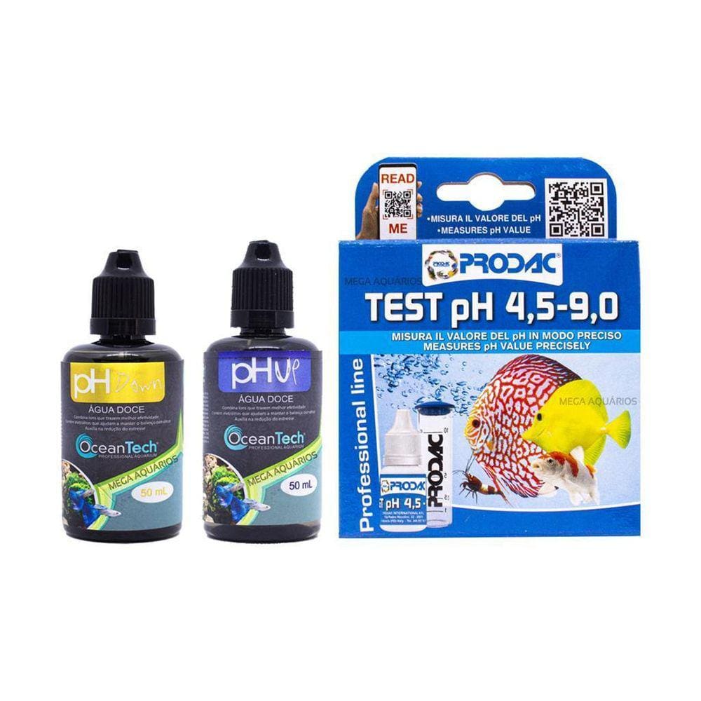 Kit Ajustar Testar Subir Abaixar Ph Água Oceantech 50Ml
