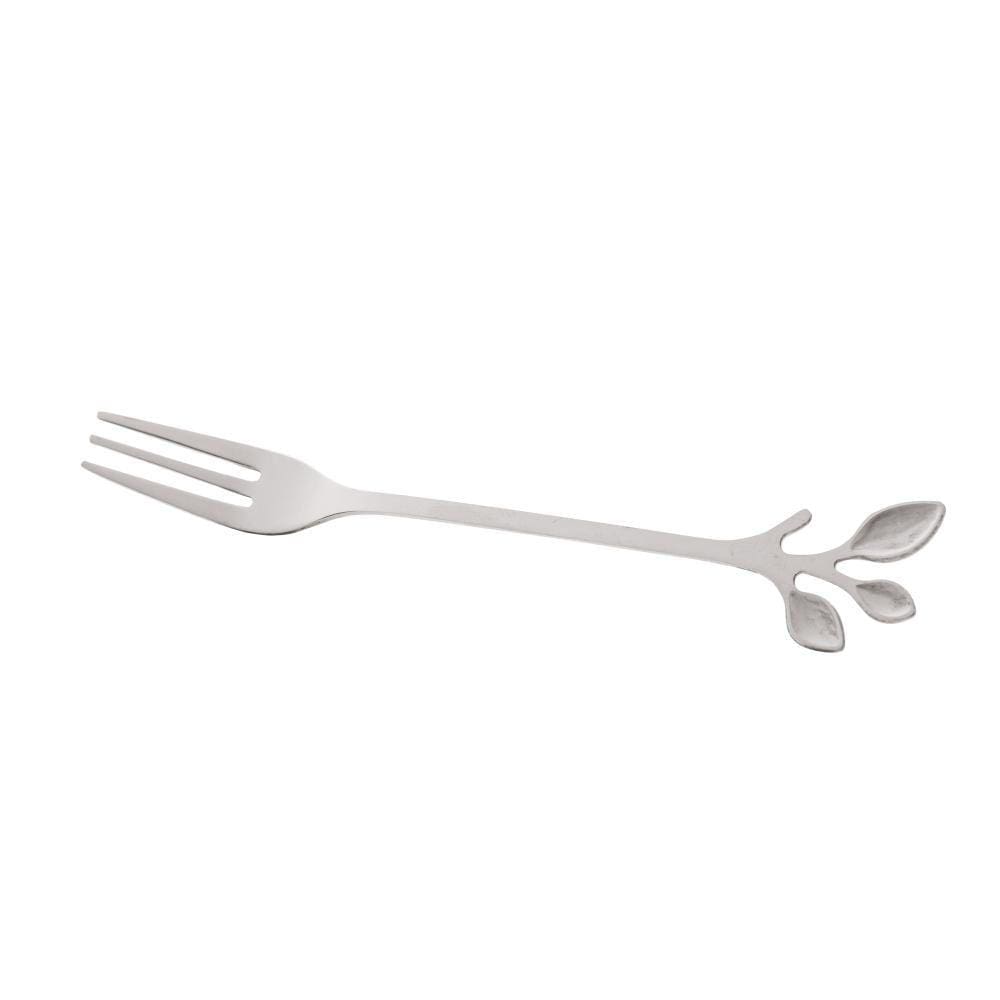 Conjunto de 4 Garfos para Aperitivo Wolff Leaves Prata de Aço Inox