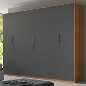 Guarda-Roupa Casal Atrice 6 Portas 6 Gavetas Amêndola Touch/Grafito - Demóbile