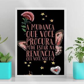 Quadro Decorativo Mudança Renuncia 33x24cm - Madeira Branca