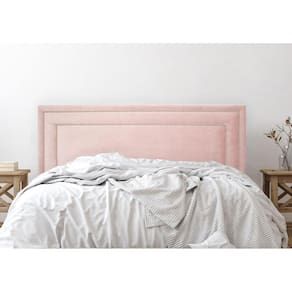 Cabeceira King Estofada para Cama Box com Tachas 193x60cm Reta Luxo Dupla Rosê/Prata
