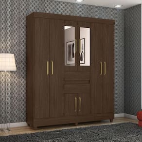 Guarda Roupa 8 Portas Com Espelho Munique ébano - Demóbile