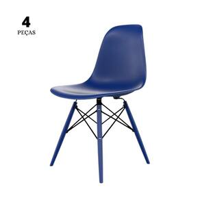 Conjunto Com 2 Cadeiras Eames Azul Bic Base Em Polipropileno