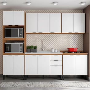 Cozinha Completa Firenze 14 Portas 2 Gavetas Amêndola Touch/Branco - Demóbile