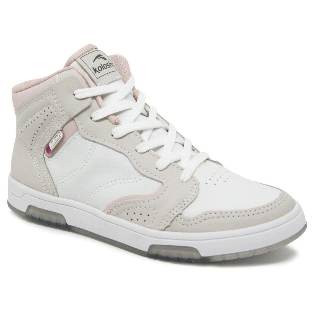 Tênis Feminino Casual Kolosh Cano Alto Branco/Nude C3442