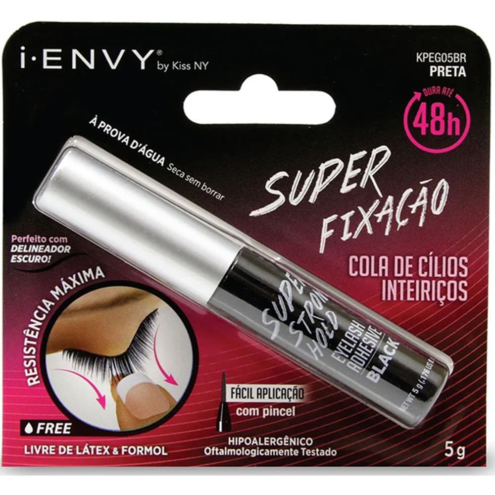 Cola De Cilios Super Strong Hold Preta 48h - Kiss Ny
