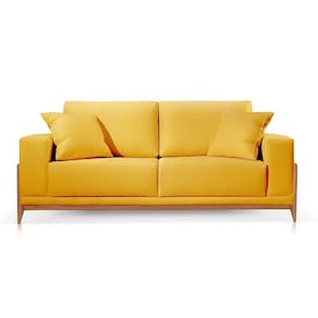 Sofá 3 Lugares Fixo Living Bellagio Veludo Amarelo 18 2,10m