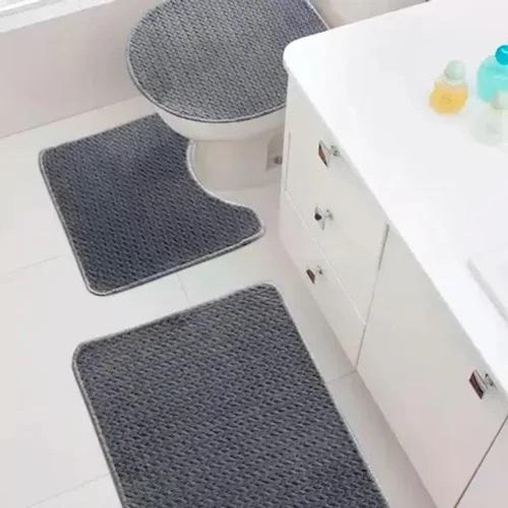 Jogo Detapete Banheiro Cristal Com 3 Peças Zinco Jolitex