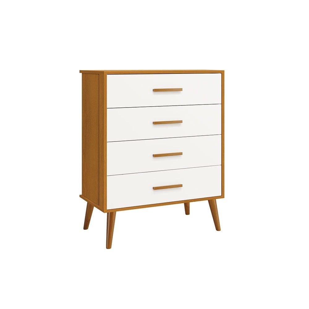 Comoda Gaveteiro Infantil Isis 4 Gavetas Branco Fosco/ Savana Fosco - Reller
