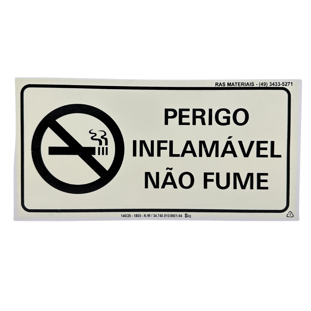 Placa Fotoluminescente de Alerta Inflamável