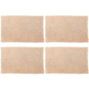 Kit Tapete de Banheiro Bolinha 58 X 38cm 4 Unidades Bege