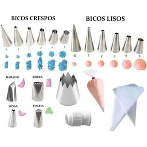 Bico Churros Gr + 16 Bicos Pçs Inox + Adaptador + 3 Sacos M