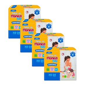 Kit 4 Fralda Shortinho Turma da Mônica Baby Tamanho XG com 24 Fraldas Descartáveis cada