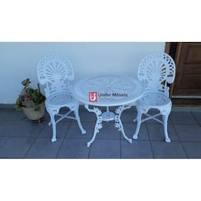 Conjunto de Mesa para Jardim Palmeira Com 2 Cadeiras em Alumínio Fundido Unifer Móveis
